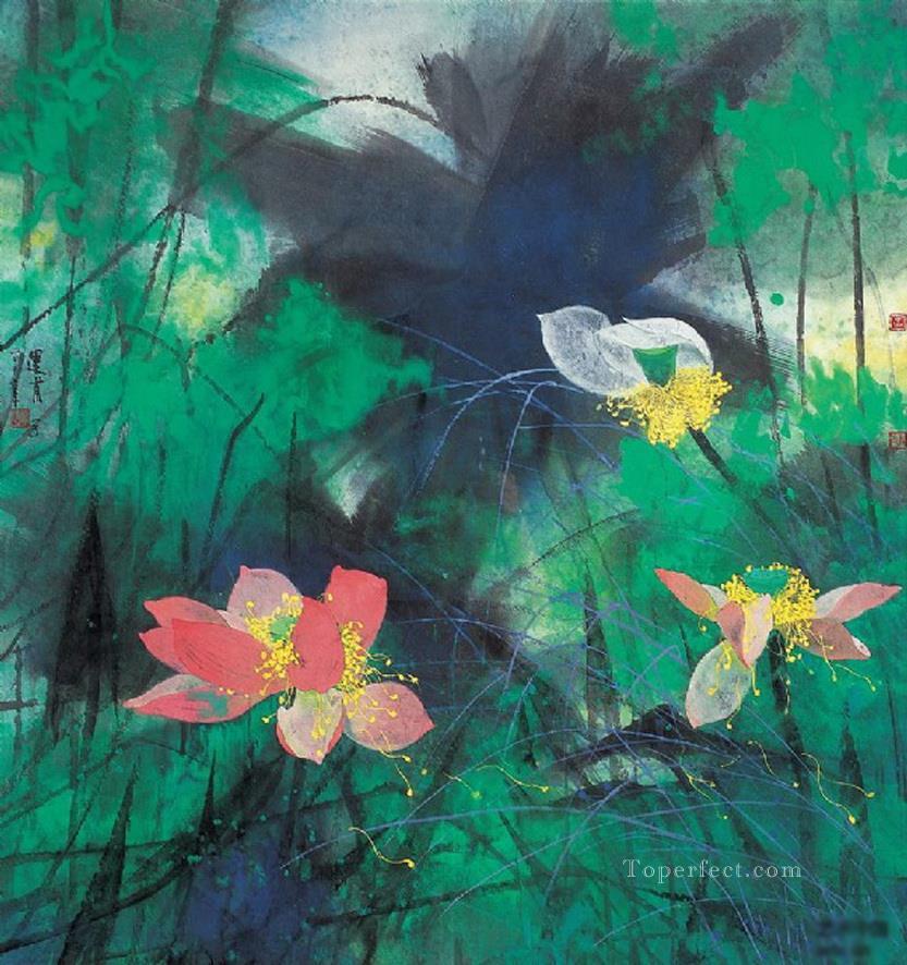 He Yunpu waterlilies pond old Chinese Oil Paintings